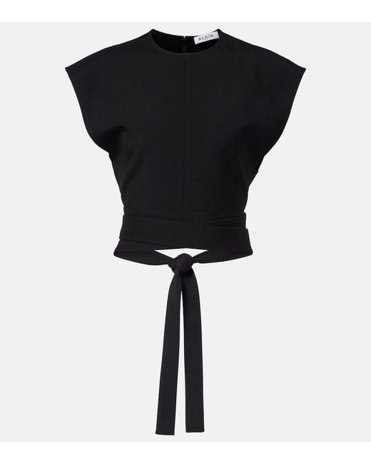 Alaïa Black Belted Wool Top