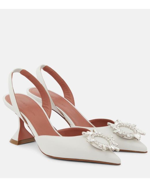 AMINA MUADDI Pink Begum 70 Leather Slingback Pumps