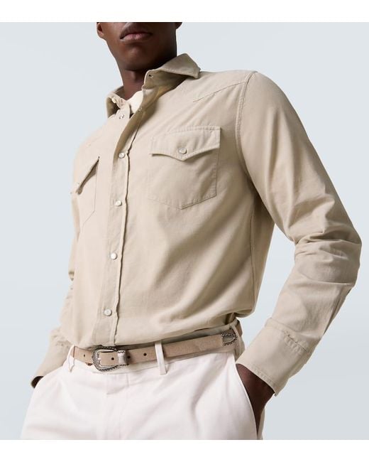 Camicia di Brunello Cucinelli in Natural da Uomo