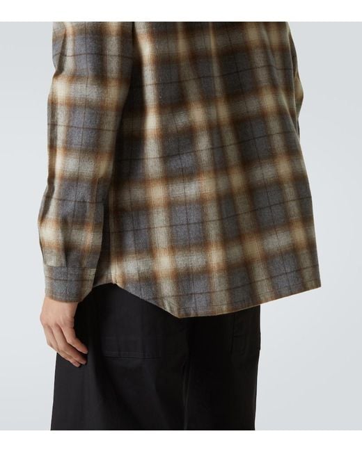 Rick Owens Gray Plaid Cotton Shirt for men