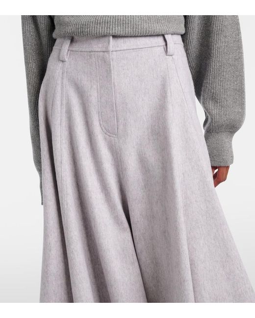 Brunello Cucinelli Gray Virgin Wool Midi Skirt