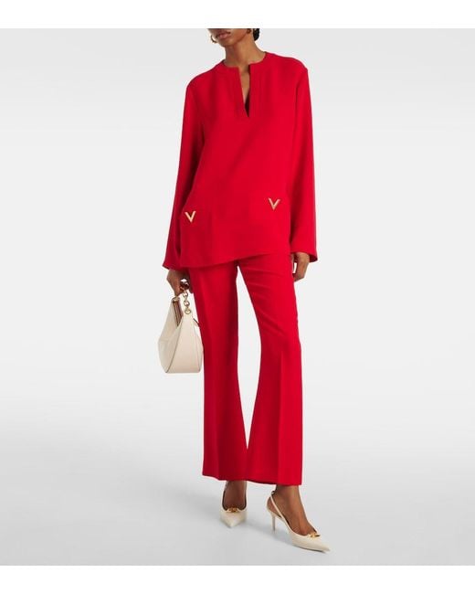Valentino Red Vgold Cady Couture Silk Top