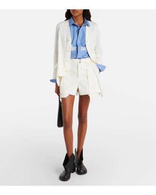 Sacai Natural Paneled Denim Shorts