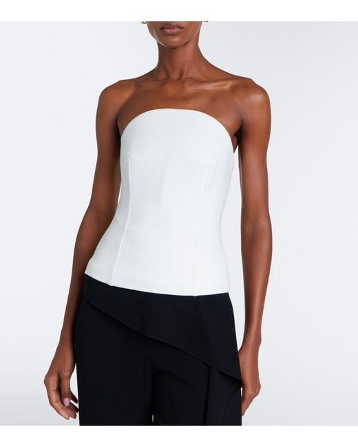 Roland Mouret White Scarf-Detail Crepe Corset Top