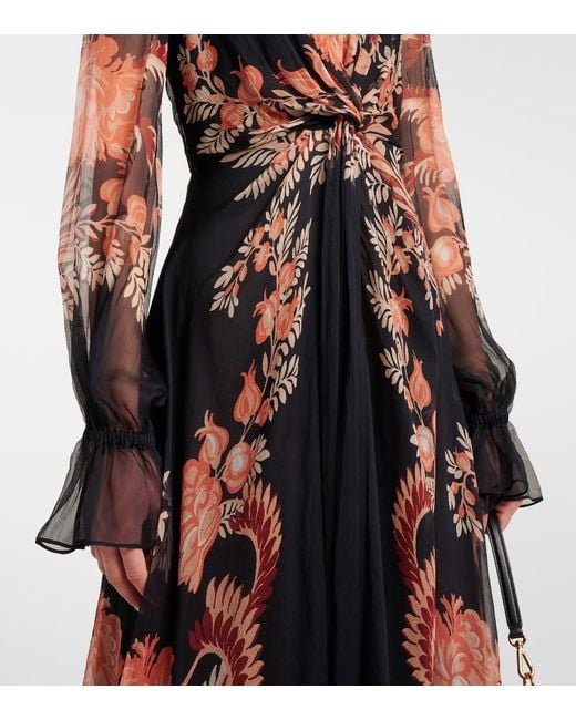 Etro Red Bedrucktes Midikleid Aus Seide