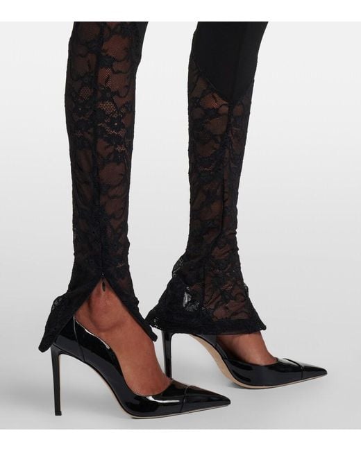 Nina Ricci Black Lace-Trimmed Legging