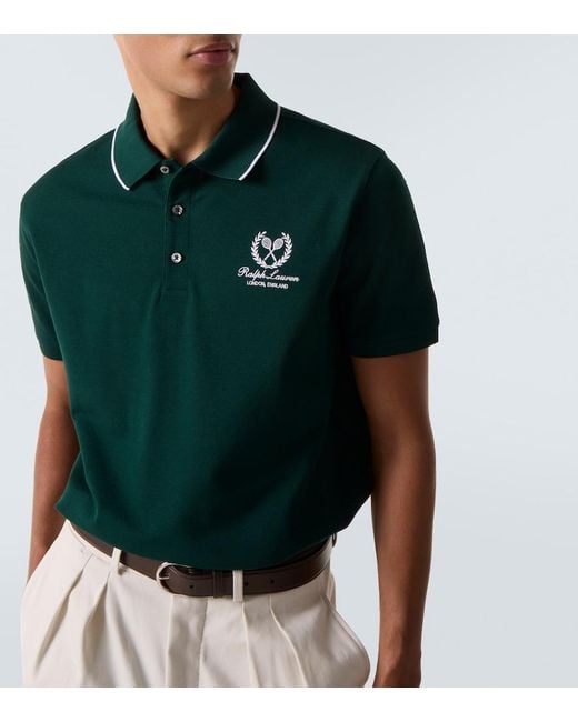 Ralph Lauren Green Logo Cotton Pique Polo Shirt for men