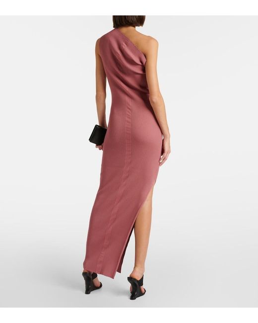 Rick Owens Red One-Shoulder Jersey Maxi Dress