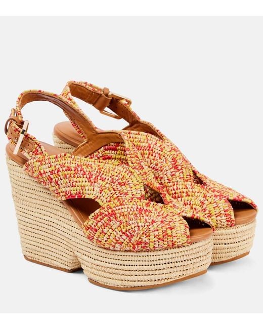 Robert Clergerie Brown Dolce Raffia Platform Sandals