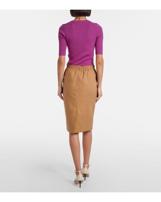Chloé Natural Cotton And Linen Gabardine Pencil Skirt