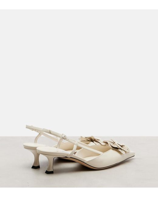 Jimmy Choo White Mimmi 50 Leather Slingback Pumps