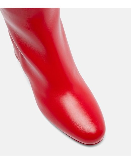 Christian Louboutin Red Janitta Leather Knee-High Boots 55