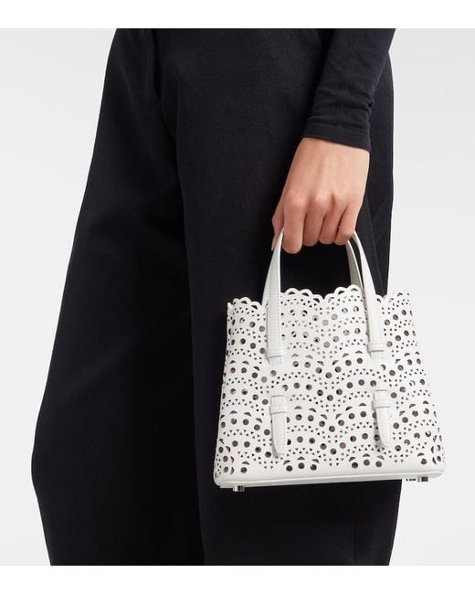 Alaïa White Mina 20 Vienne Leather Top-Handle Bag