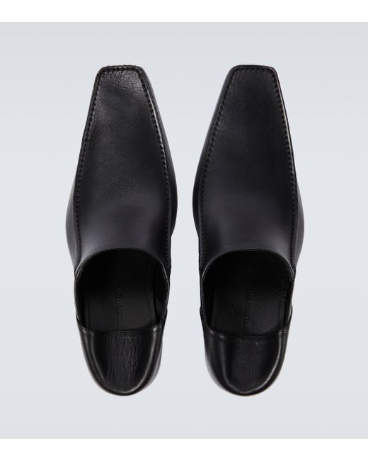 Balenciaga Black Romeo Leather Slippers for men