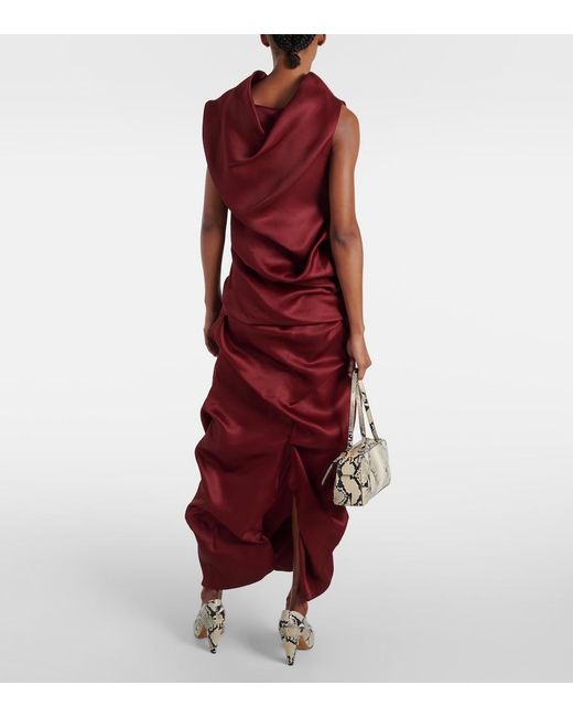 Khaite Red Luola Draped Silk Top