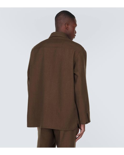Lemaire Brown Wool And Cotton Overshirt for men