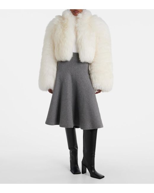 Alaïa White Cropped Shearling Jacket