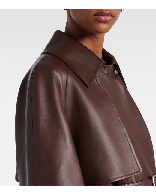 Chaqueta Balloon De Piel Con Cinturon Loewe de color Brown