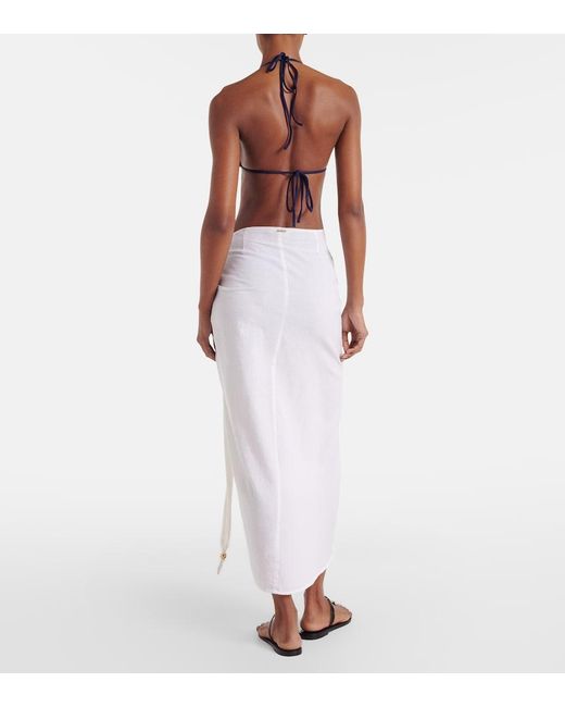 Melissa Odabash White Pareo Winnie Aus Baumwolle Und Leinen