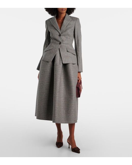 Erdem Gray Pinstripe Wool And Mohair Blazer