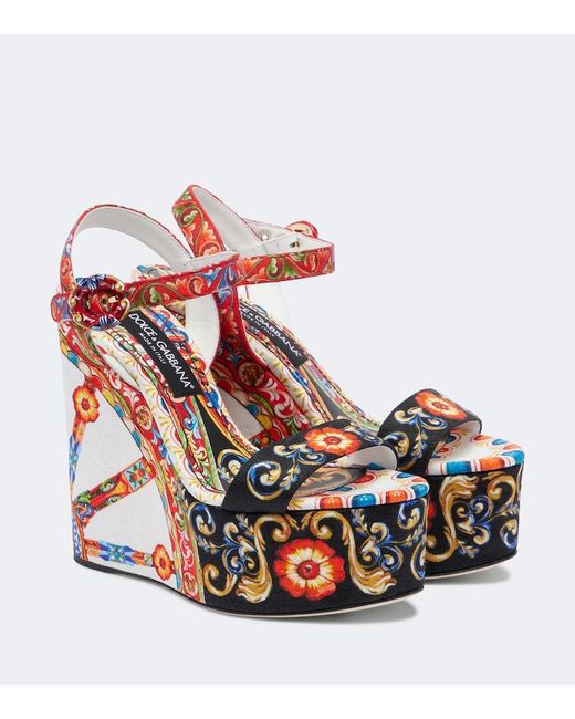 Dolce & Gabbana Red Carretto Platform Sandals