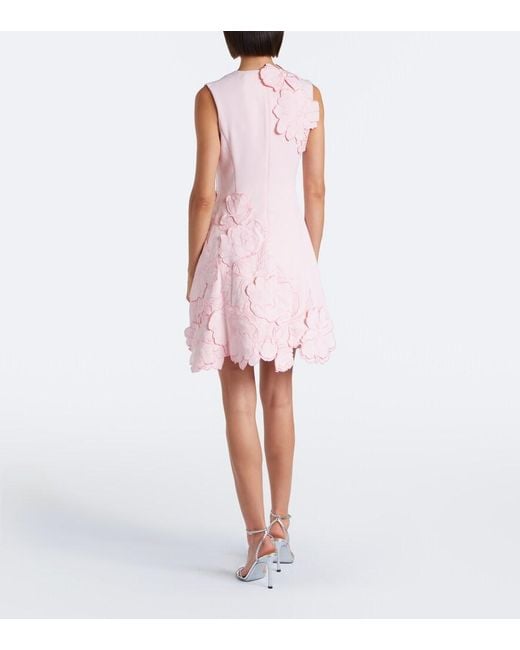LEO LIN Pink Floral-Applique Minidress