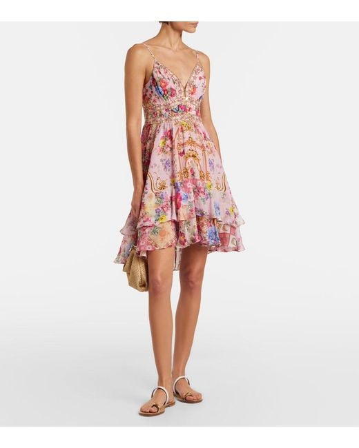 Camilla Red Floral Silk Minidress