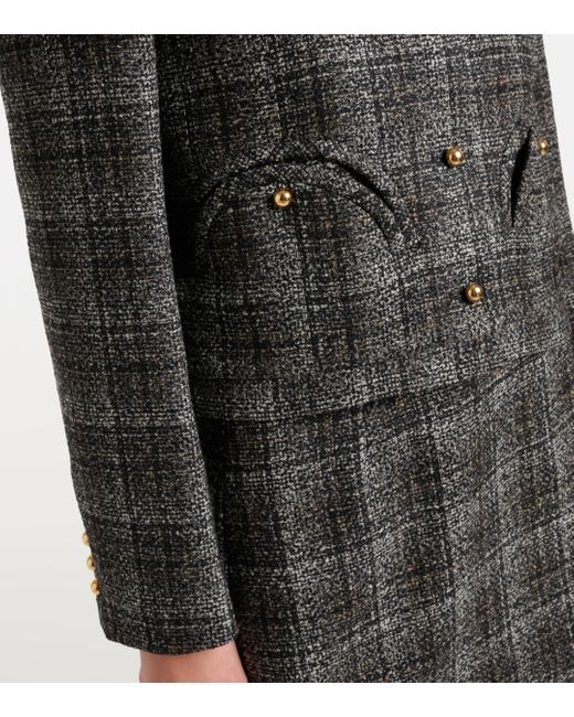 Blazé Milano Black Lulua Shamo Checked Cropped Wool-blend Jacket