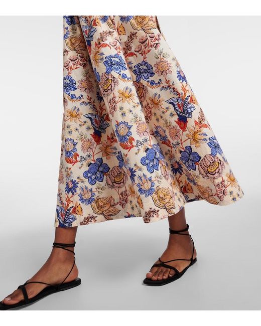 Ulla Johnson White Francesca Floral Cotton Poplin Midi Dress
