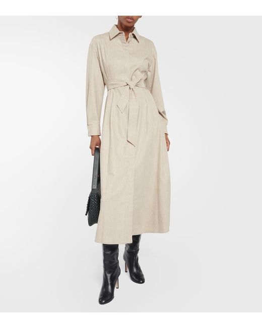 Max Mara Natural Edro Wool And Cashmere Shirt Dress