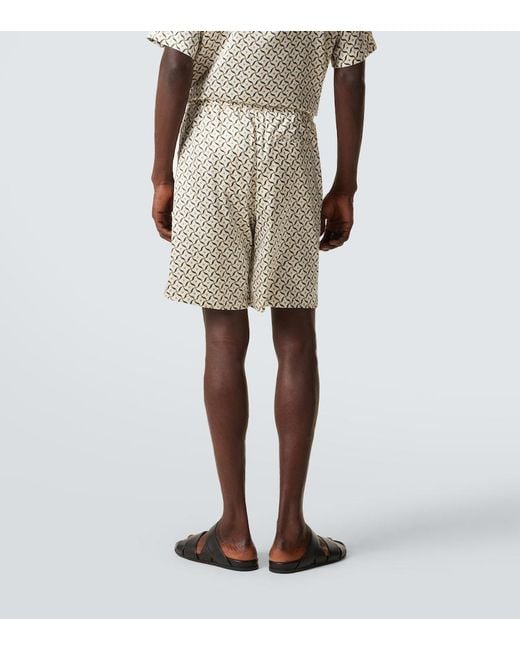 Frescobol Carioca White Palma Printed Silk-Blend Shorts for men