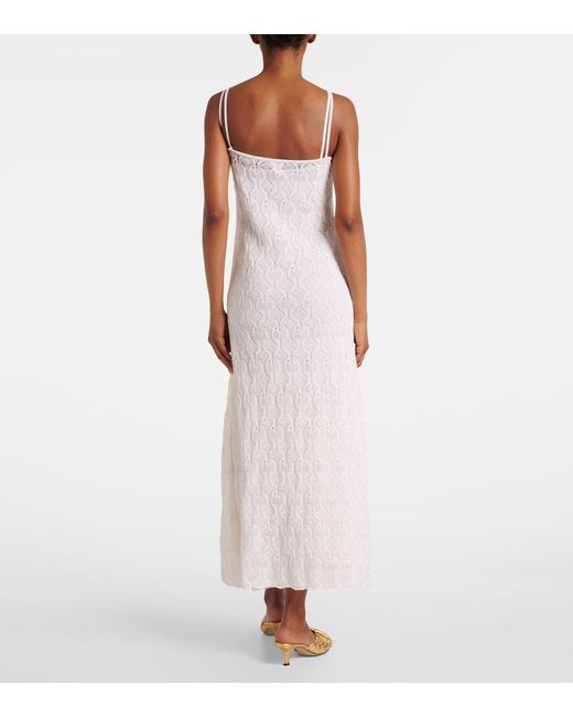 Bottega Veneta White Fish Lace Cotton And Silk Maxi Dress