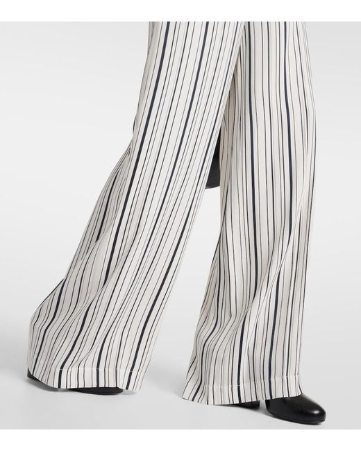 Joseph White Hulin Striped Silk Crepe Wide-Leg Pants