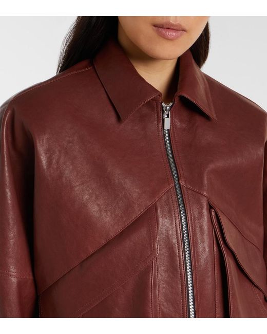 Magda Butrym Red Leather Bomber Jacket