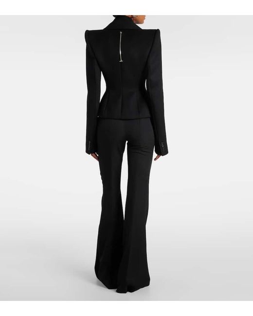Alexander McQueen Black Double-Breasted Wool And Cashmere Blazer