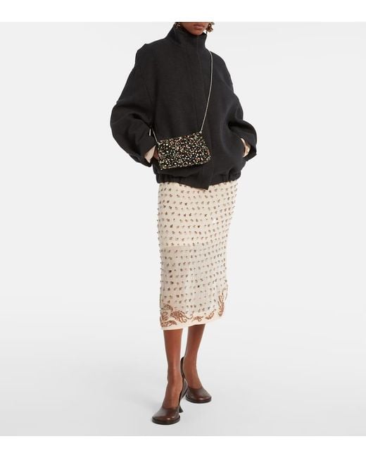 Dries Van Noten Black Verzierte Clutch Envelope