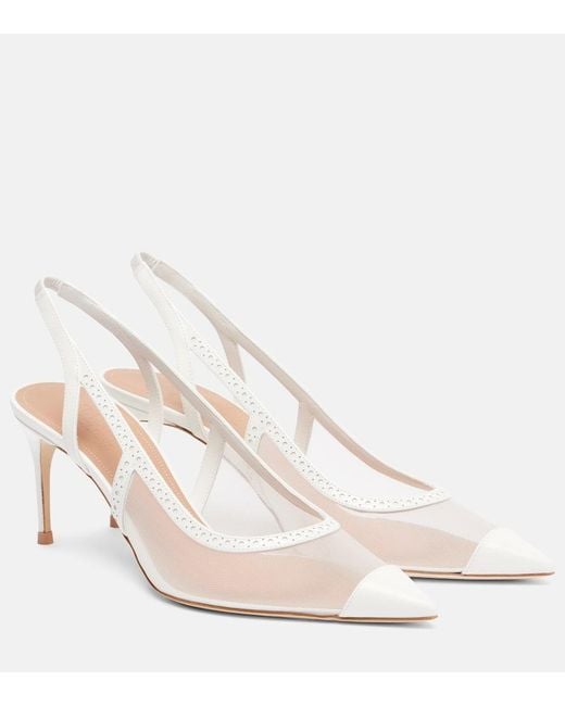 Malone Souliers Natural Aubrey 70 Mesh Slingback Pumps