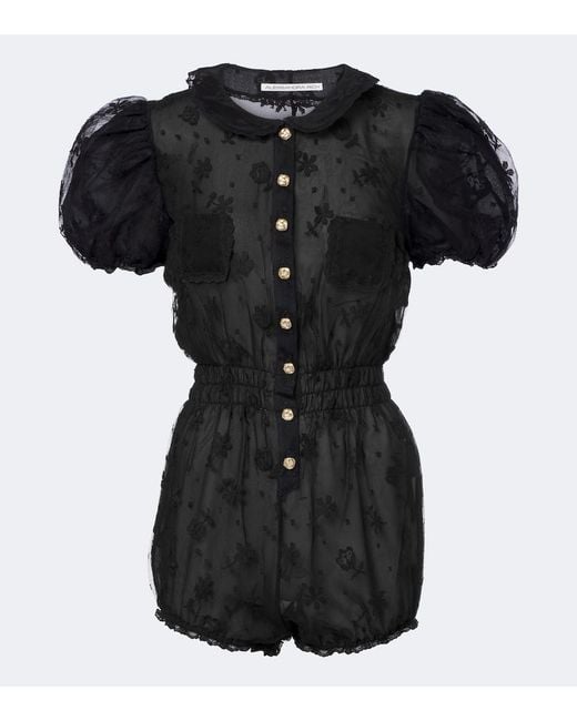 Alessandra Rich Black Lace Romper