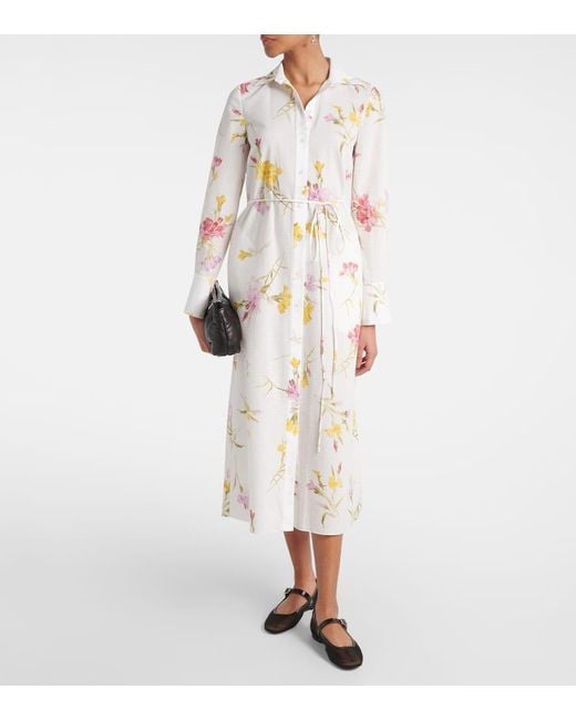 Vestido Camisero De Sirsaca De Algodon Erdem de color White