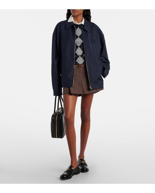 Miu Miu Blue Mohair And Wool Blouson Jacket