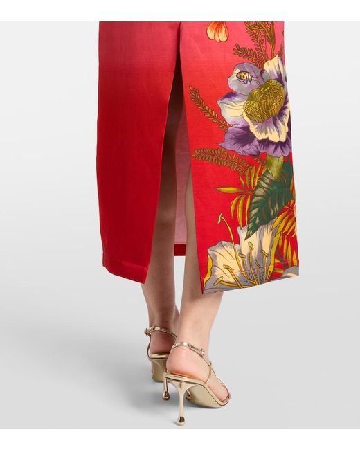ALÉMAIS Red Inez Ombre Linen-Blend Midi Dress