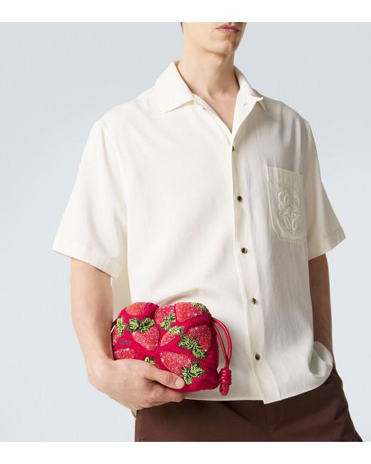 Loewe Red Paula's Ibiza Flamenco Mini Beaded Clutch for men