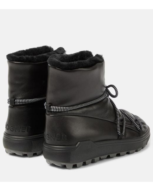 Bogner Black Chamonix Leather Ankle Boots