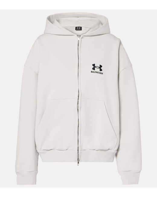 Balenciaga Under Armour Zip-Up Hoodie Regular Fit in White