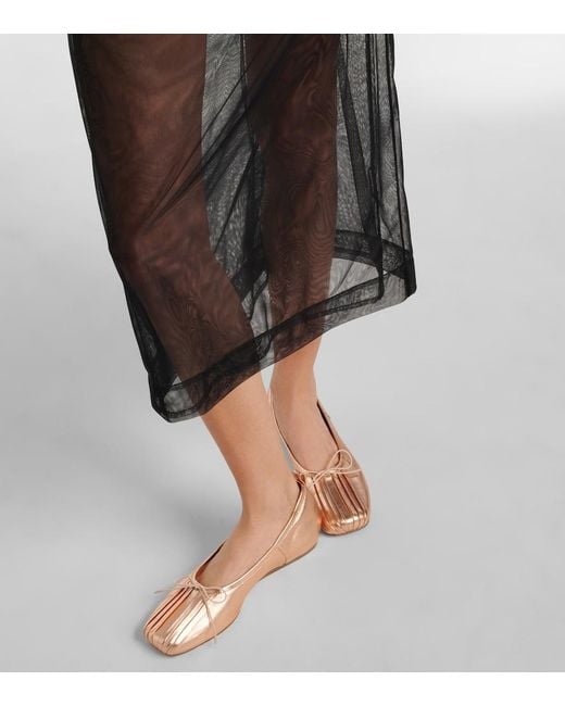 Simone Rocha Pink Classic Pleated Leather Ballet Flats