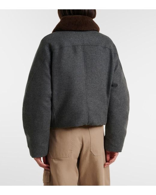 Brunello Cucinelli Black Shearling-Trimmed Alpaca-Blend Down Jacket