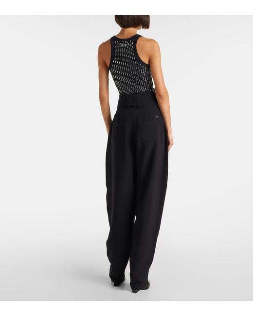 The Attico Blue High-Rise Tapered Pants