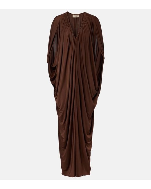 Adriana Degreas Brown Draped Maxi Dress