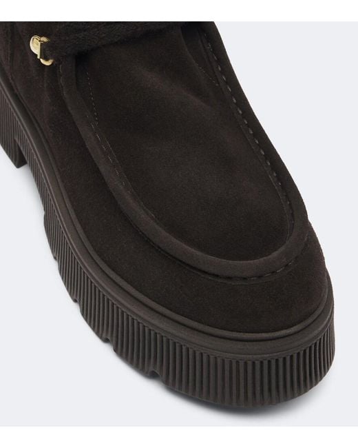 Bogner Black Turin Shearling-Trimmed Suede Lace-Up Boots
