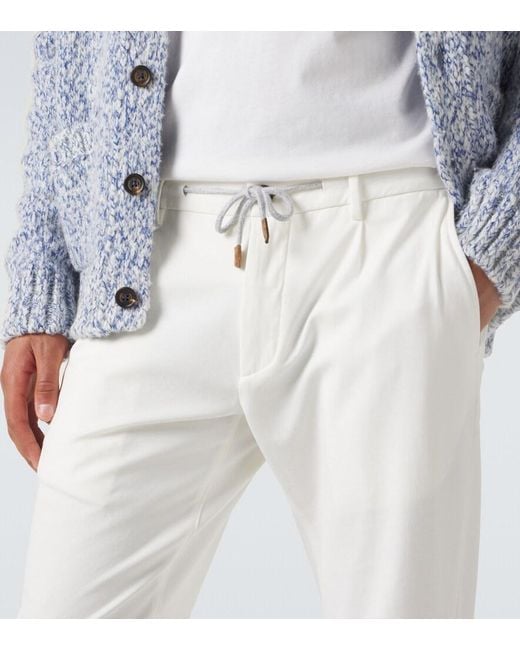Eleventy White Cotton-Blend Slim Pants for men